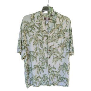 Mens Shirt Kalaheo XL Made in Hawaii Light Tan with Palm Trees